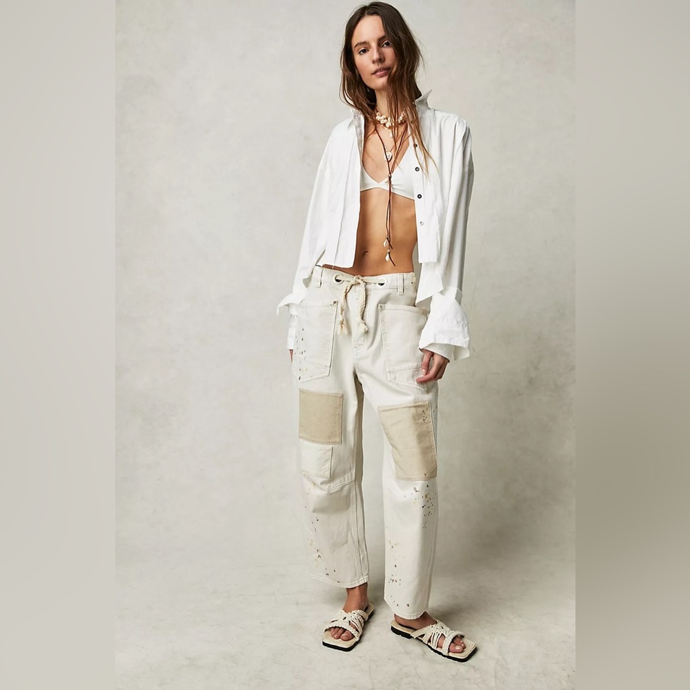 We The Free Moxie Pull-On Barrel Jeans -White- size 29